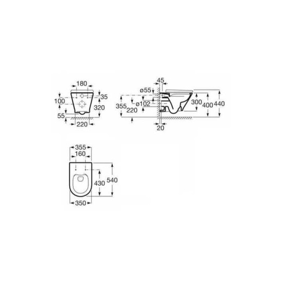 Унітаз підвісний Legacy Rimless з кришкою soft-close A34H0NL000 Roca