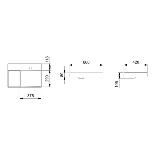 Умивальник Horizon View 600х420 A32727400B Roca