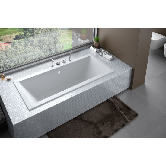 Ванна акрилова QUADRO SLIM 170х75 без ніг, БЕЗ отворів під ручки, без ручок