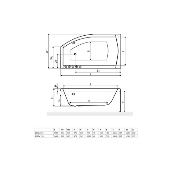Ванна асиметрична ліва SITERA 150x85 L, RADAWAY