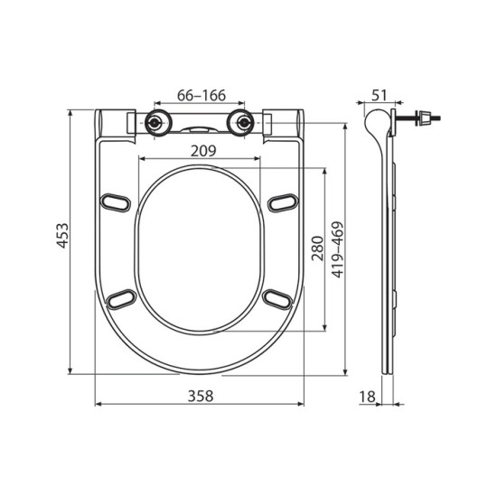 Кришка для унітаза UNI CHROME Slim SoftClose (X01550), RAVAK