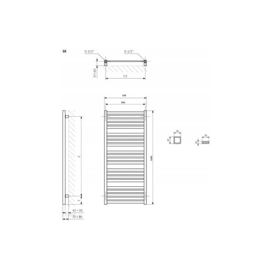 Рушникосушка Marlin One 1185x530 WWMRN118053KS95E8P Terma