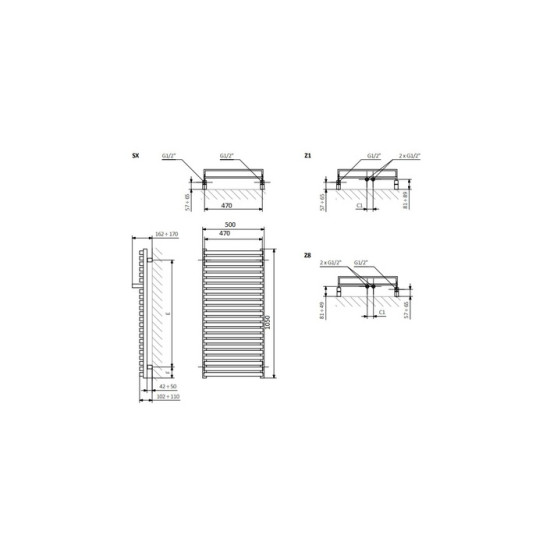 Рушникосушка City 1050x500 WGCIT105050KBCOSX Terma