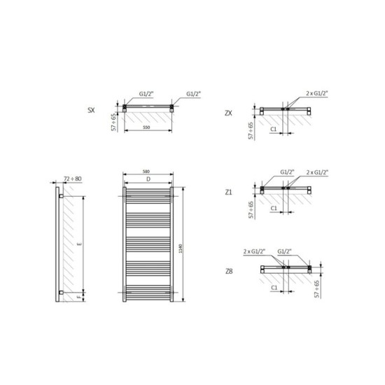 Рушникосушка Fiona 1140х580 WGFIN114058KS96SX Terma