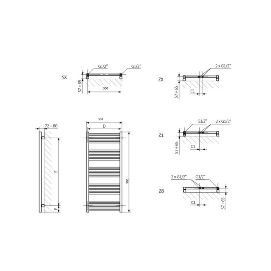 Рушникосушка Fiona 900х530 WGFIN090053KS96SX Terma