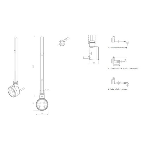 ТЕН з кабелем спіральним MOA 400W White Terma