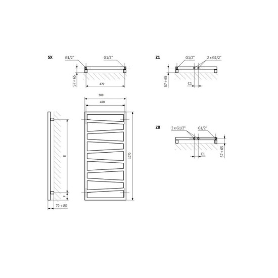 Рушникосушка 1070х500 Zigzag WGZIG107050KS96SX Terma