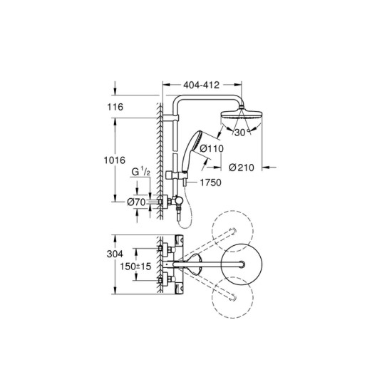 Душова система Tempesta System 210 26811001 Grohe